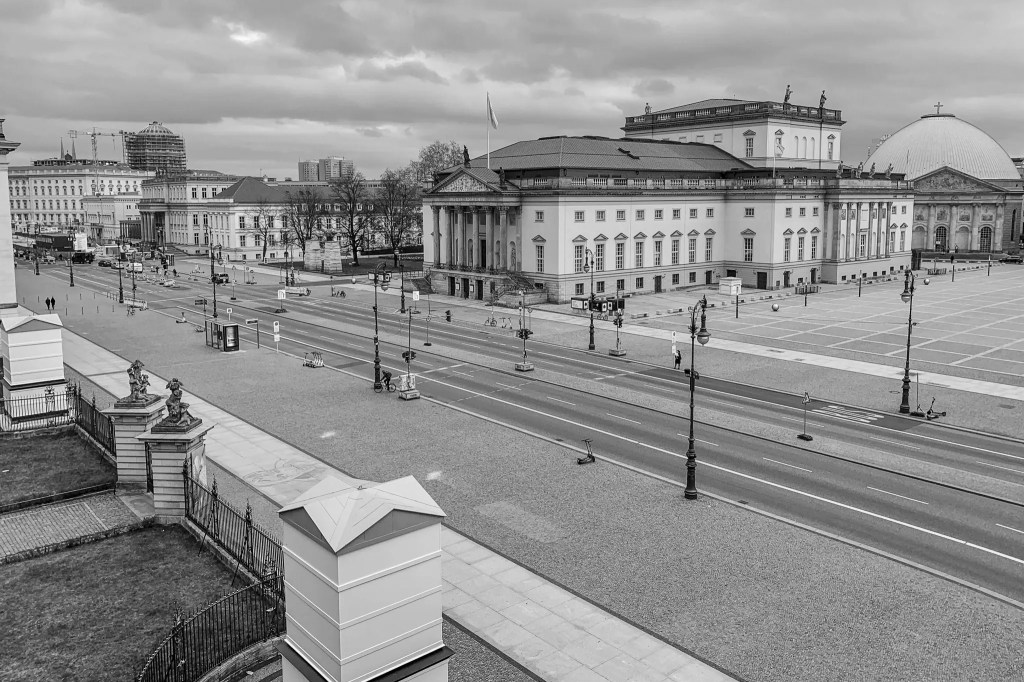 Empty Unter den Linden in Berlin during the Covid lockdown.